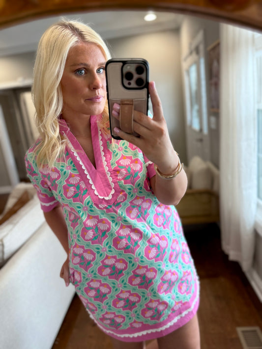 Multi Floral Shift Dress