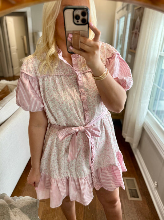 Multi Print Pink Dress