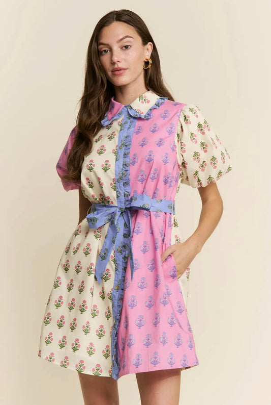 Colorblock Floral Dress